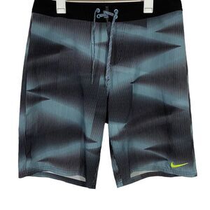 Nike Grey & Blue Patterned Swim Trunks